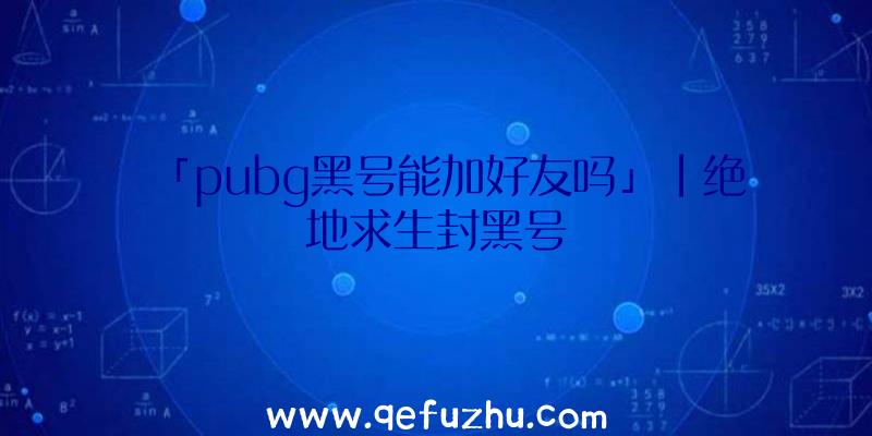 「pubg黑号能加好友吗」|绝地求生封黑号